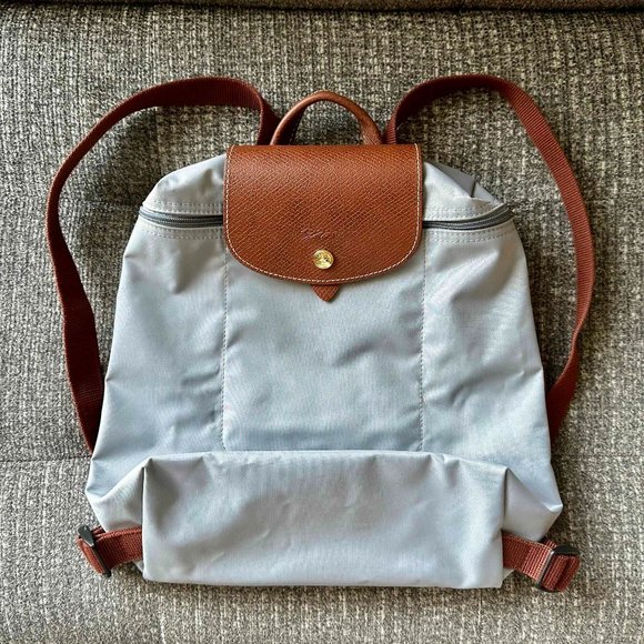 NWOT Longchamp Le Pliage Nylon Travel Backpack Grey - Picture 4 of 7